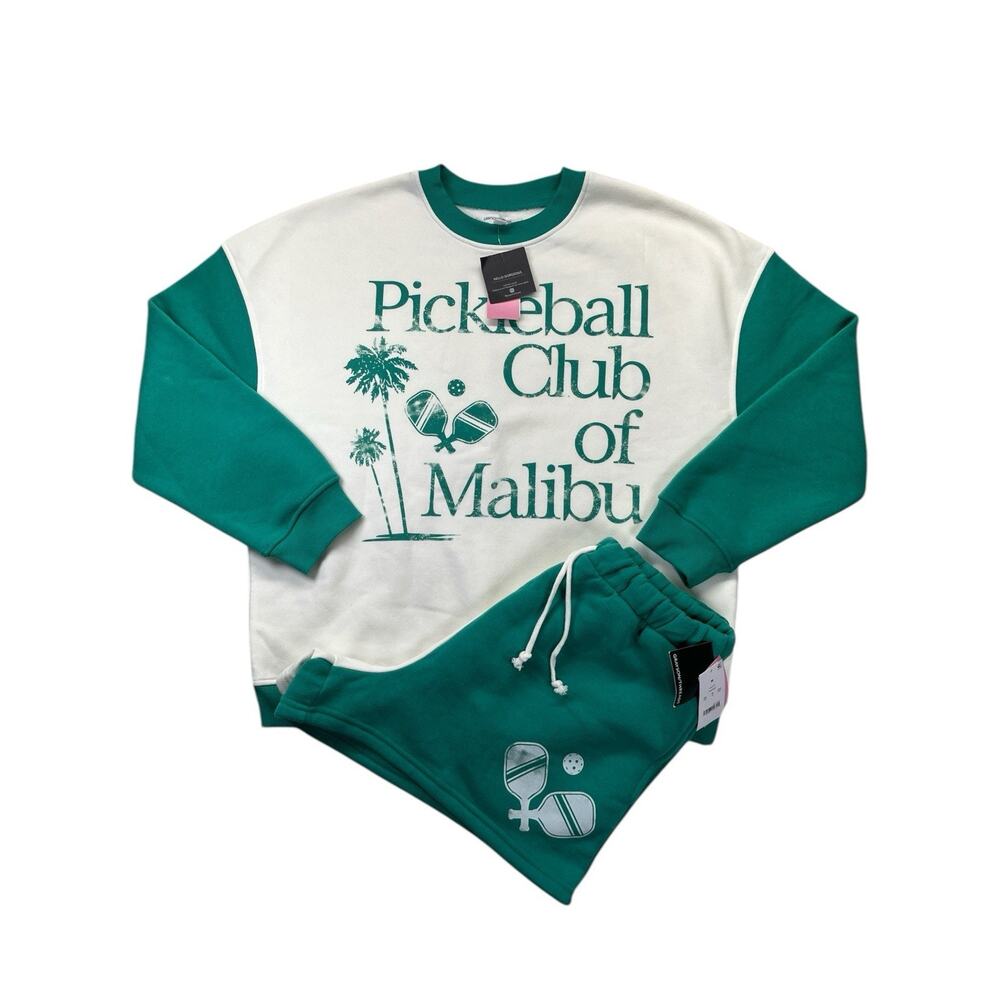 Grayson Threads Pickleball Club Malibu Sweatshirt & Shorts Set M NWT
